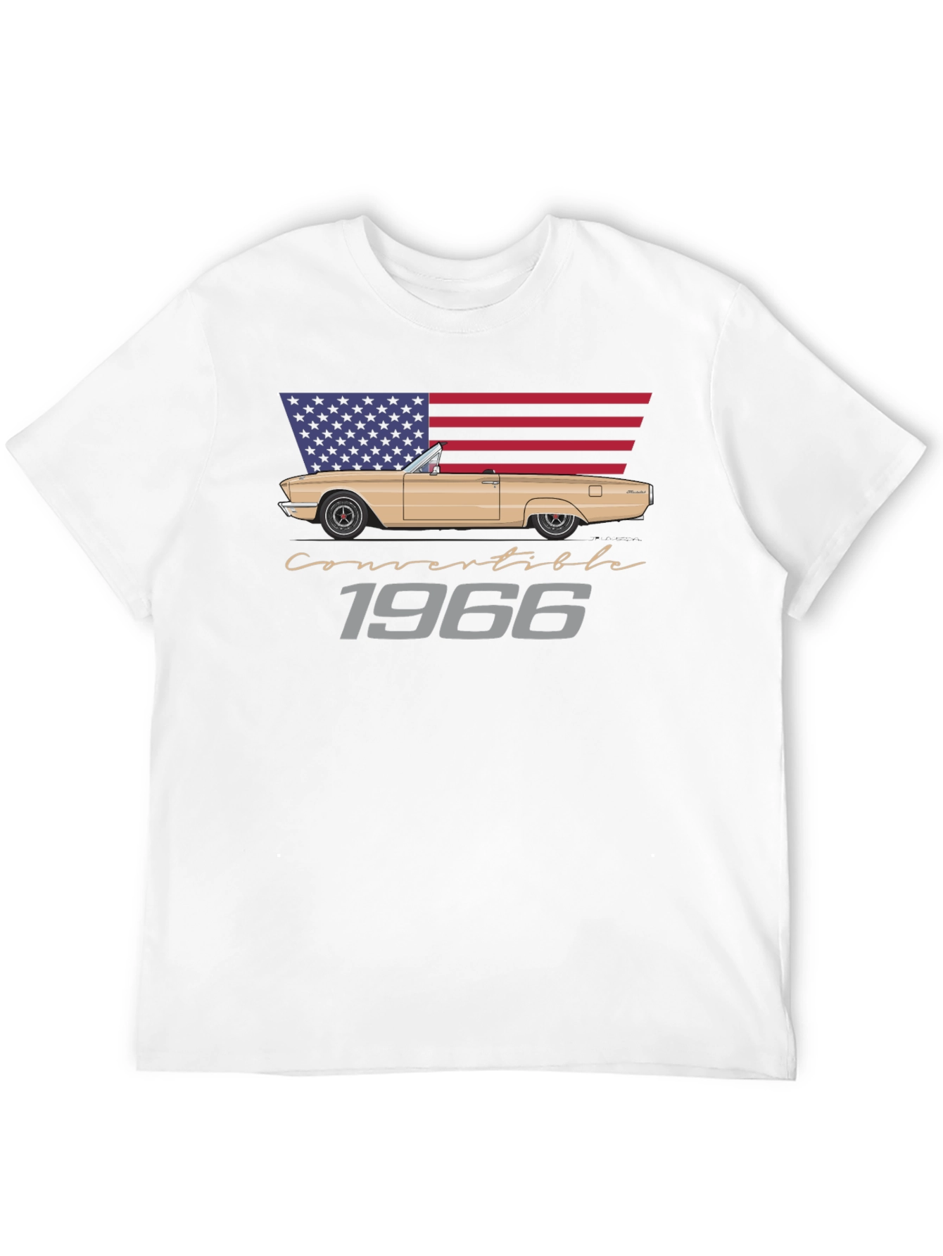 1966 Convertible Car American Flag T-Shirt