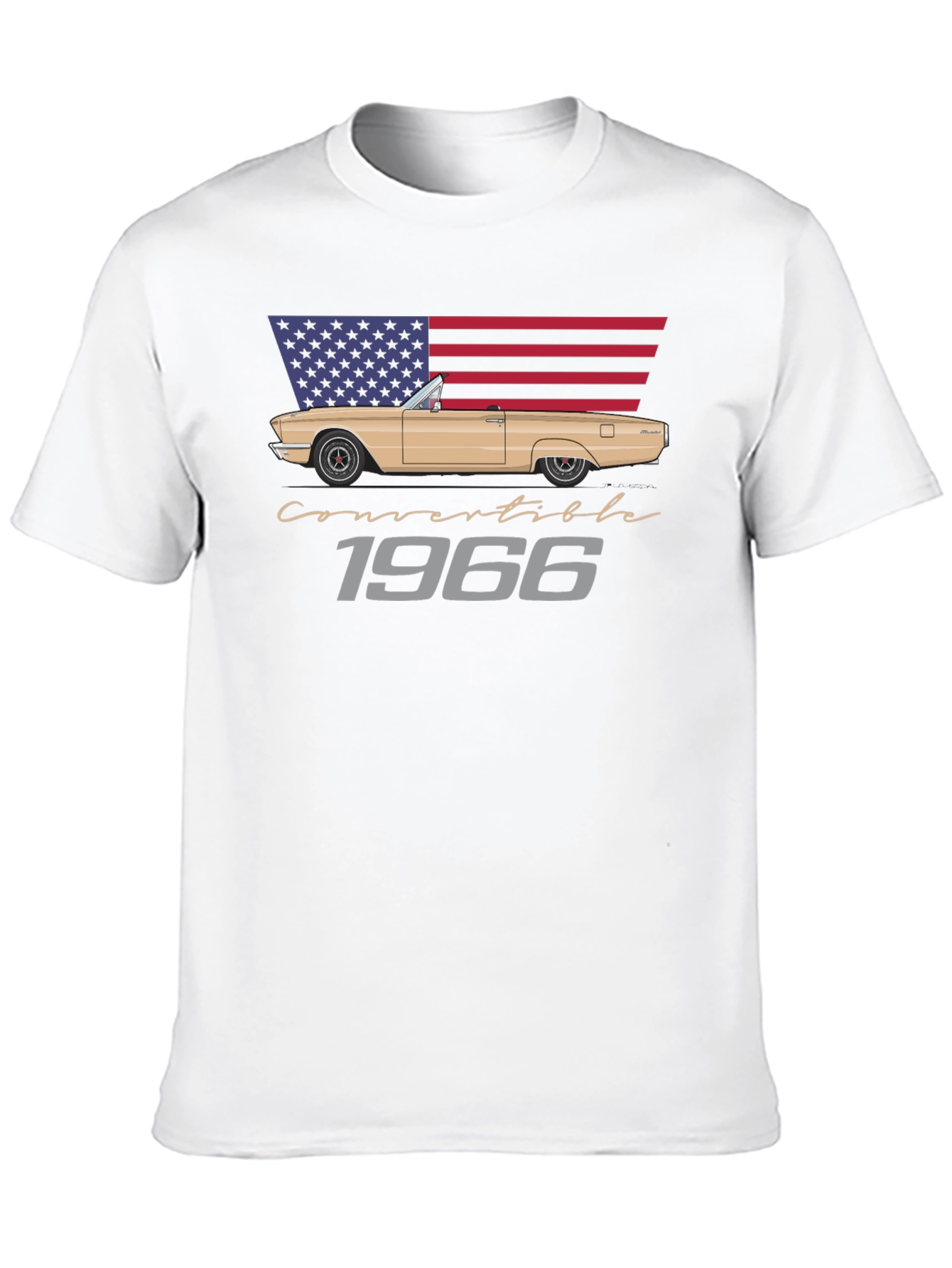 1966 Convertible Car American Flag T-Shirt