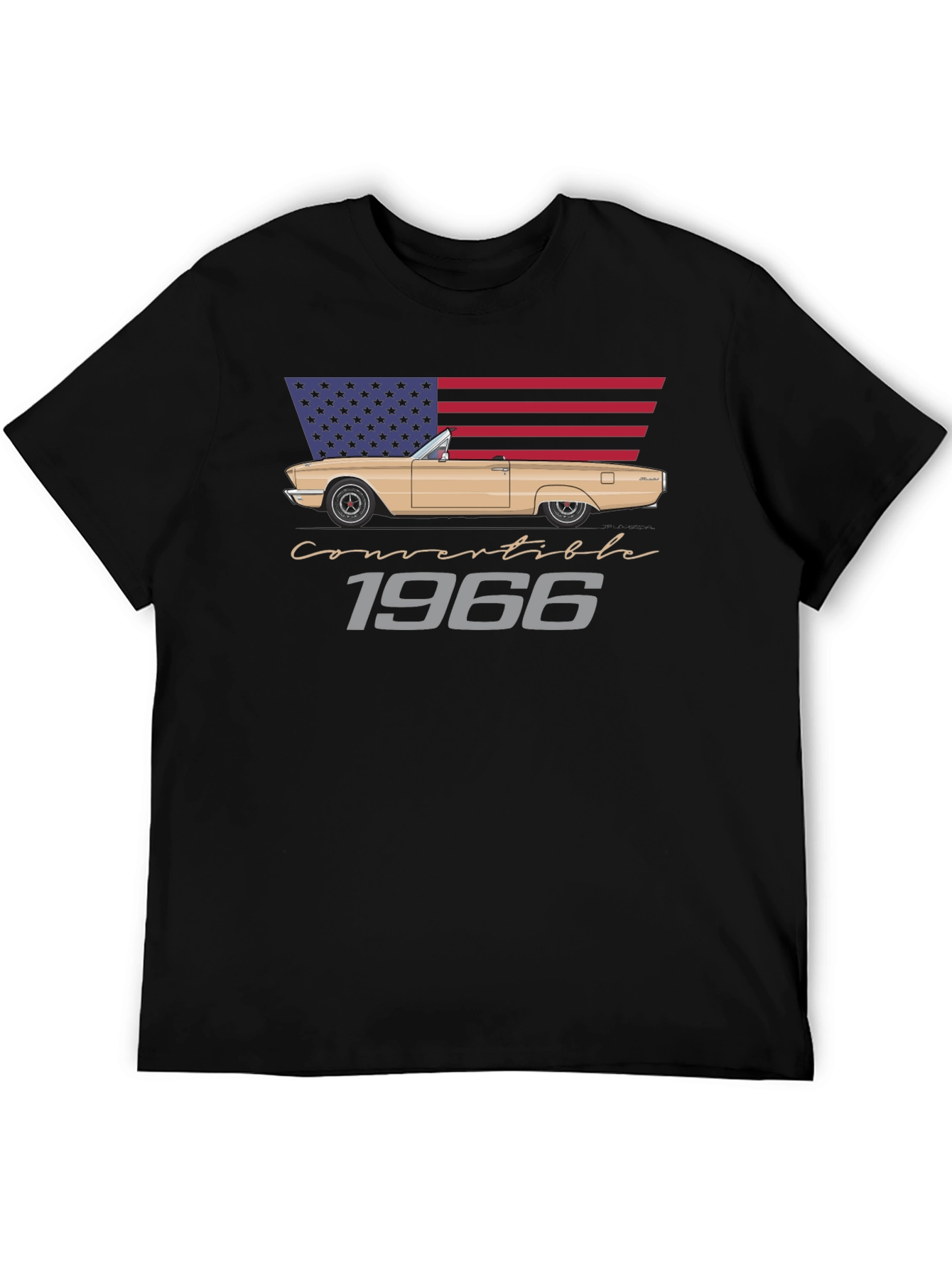 1966 Convertible Car American Flag T-Shirt