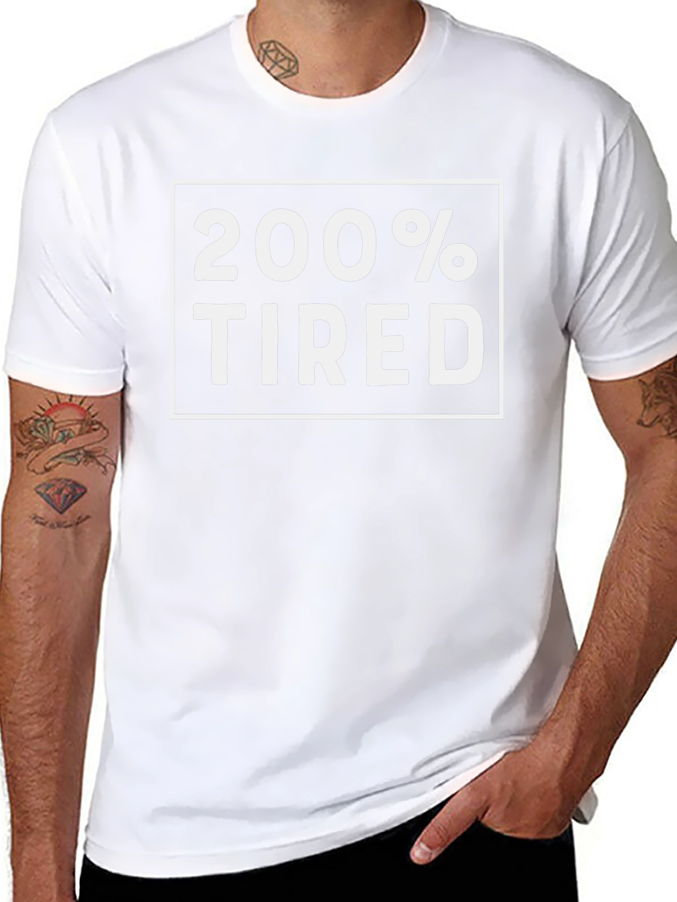 200% Tired Graphic Tee - Black Cotton T-Shirt