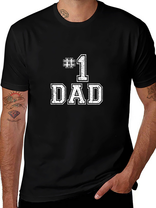 #1 Dad T-Shirt - Fathers Day Gift Black Cotton Tee